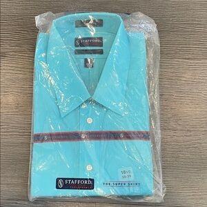 18 1/2 38-39 Stafford Men's Aqua Dress Shirt